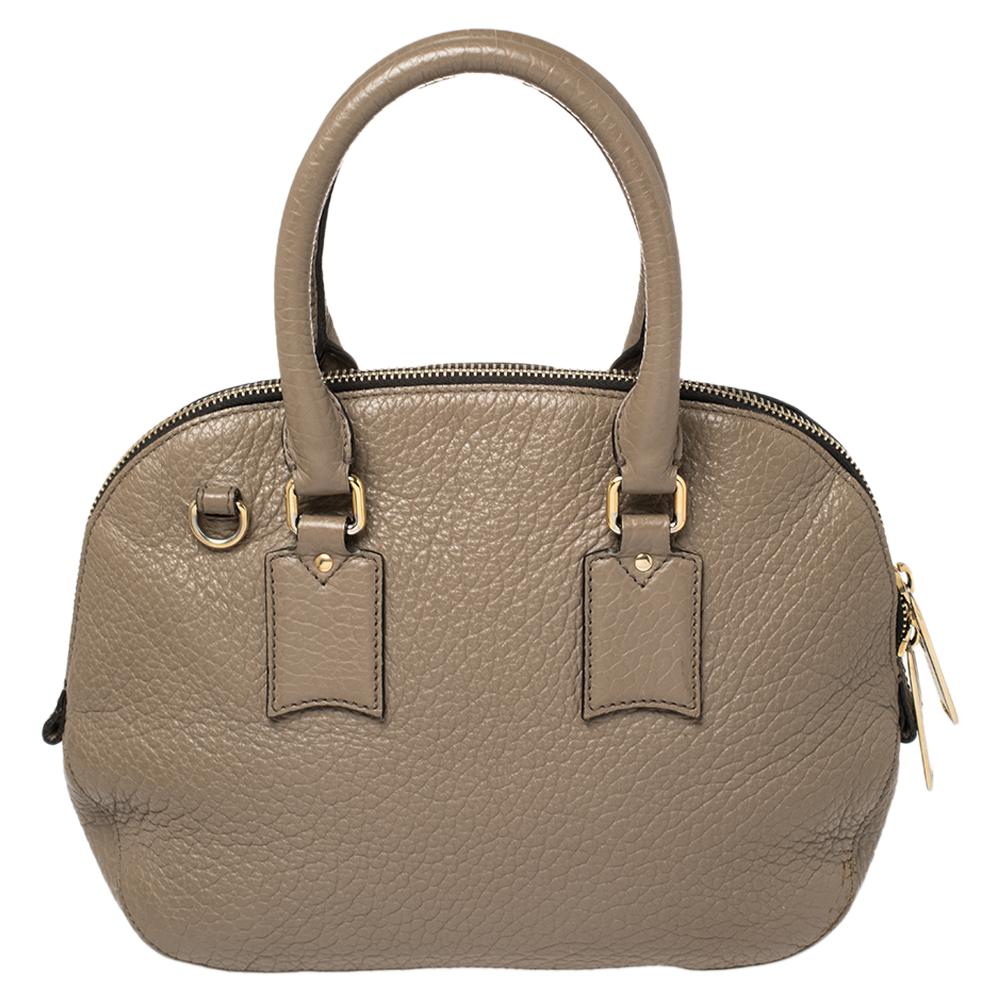 Brown Burberry Grey Grain Leather Orchard Satchel