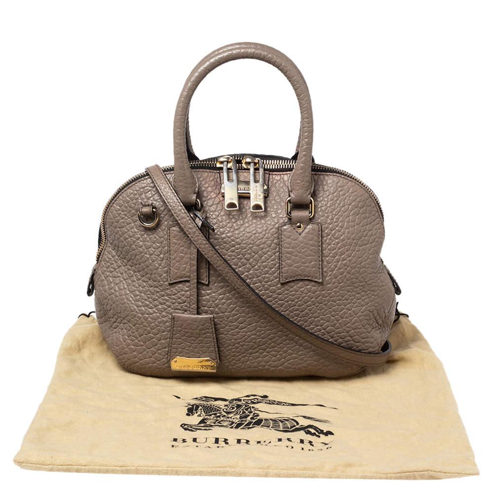 Burberry Grey Grain Leather Orchard Satchel For Sale 3
