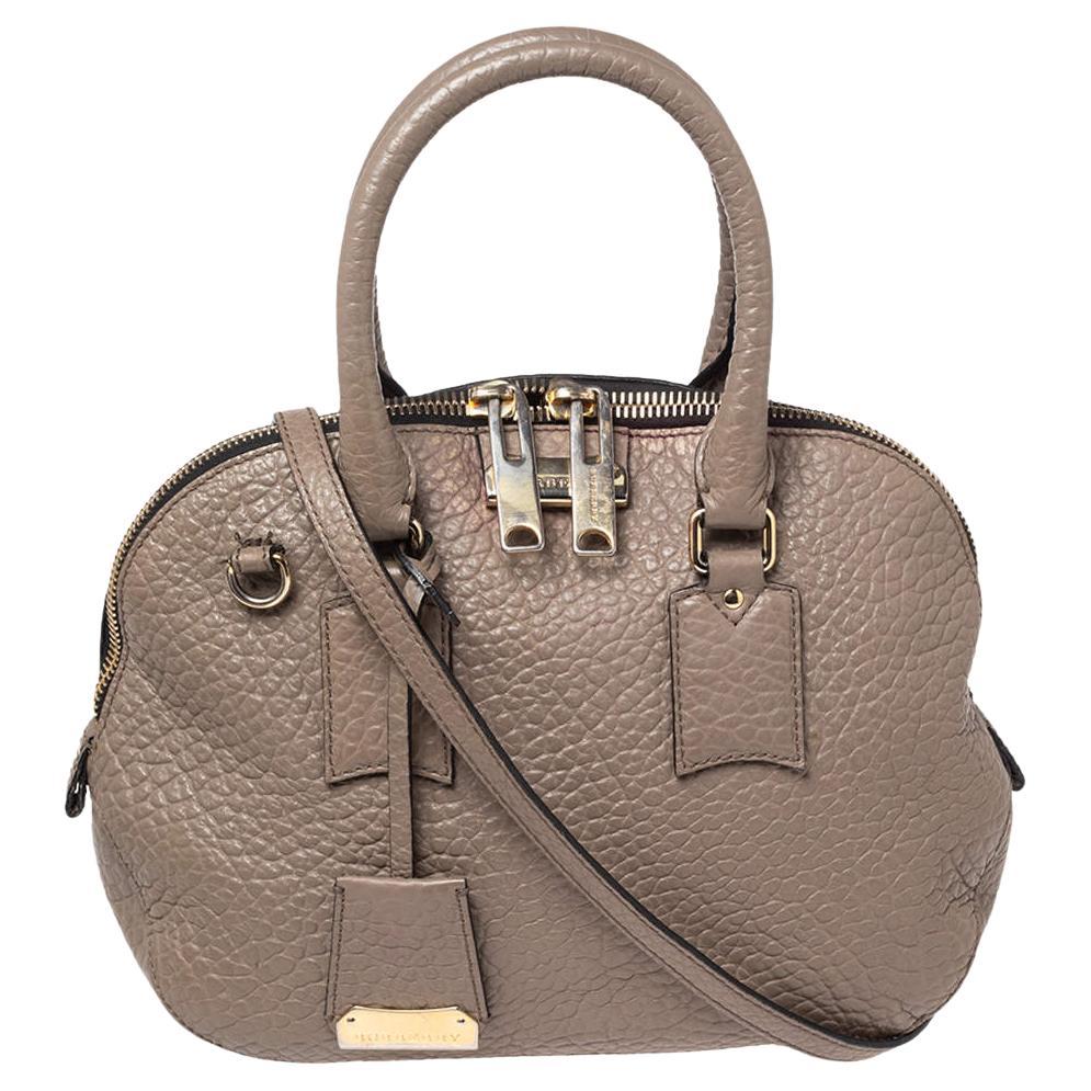 Burberry Grey Grain Leather Orchard Satchel For Sale