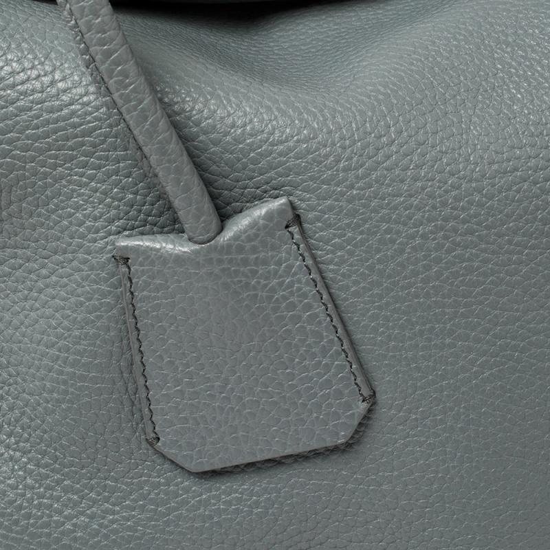 Burberry Grey Grained Leather Baynard Tote 5