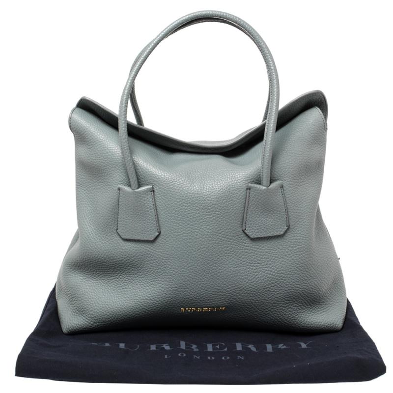 Burberry Grey Grained Leather Baynard Tote 3