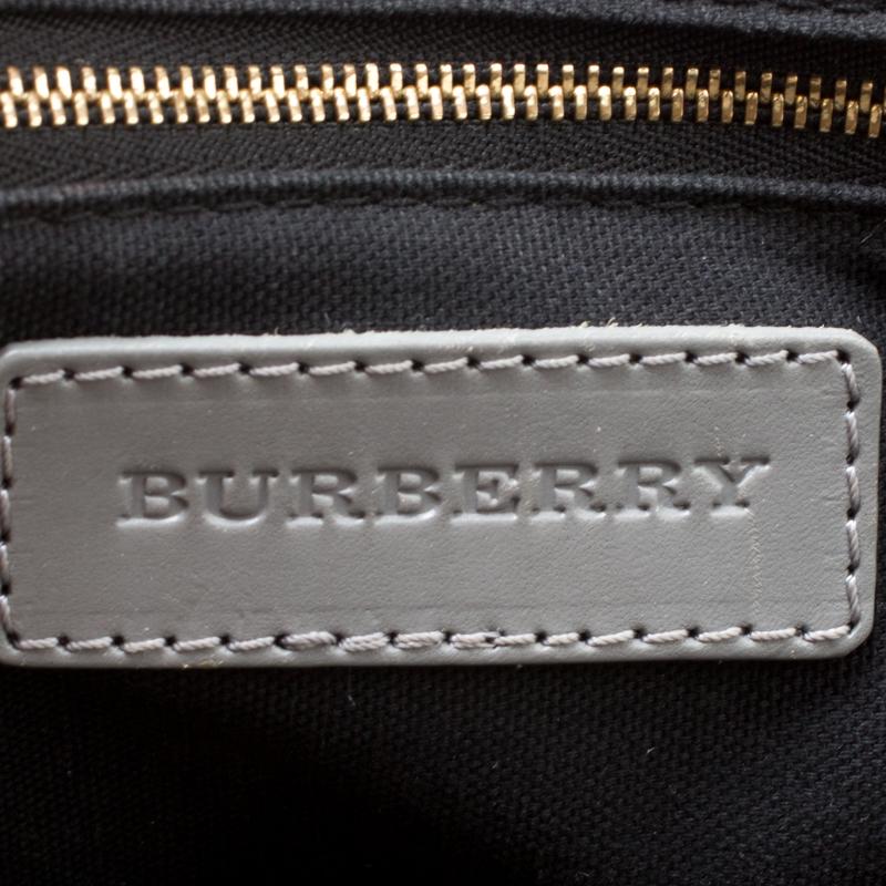 Burberry Grey House Check Fabric and Leather Orchard Bowler Bag 5