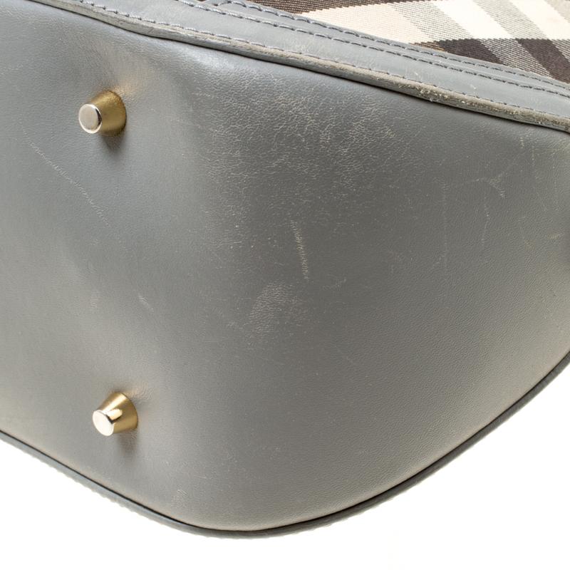Burberry Grey House Check Fabric and Leather Orchard Bowler Bag 6