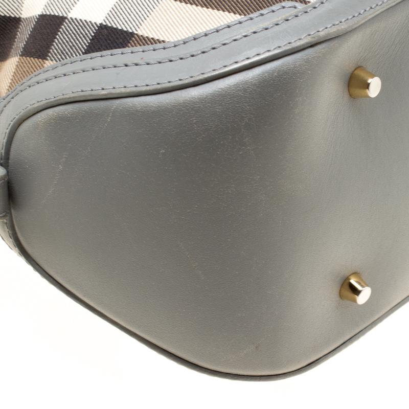Burberry Grey House Check Fabric and Leather Orchard Bowler Bag 1