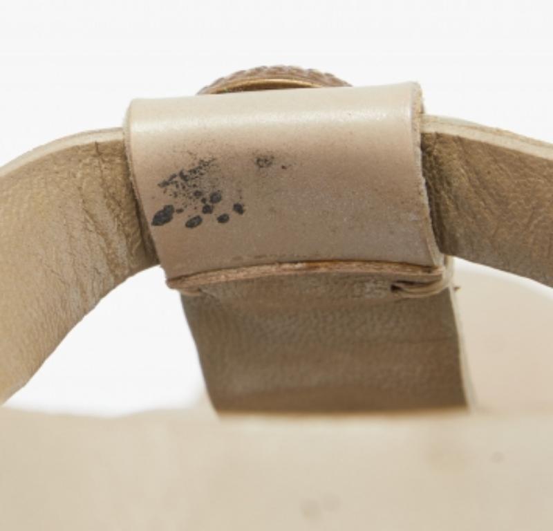 Burberry Grey Leather Embellished T-Strap Platform Sandals Size 38 For Sale 3