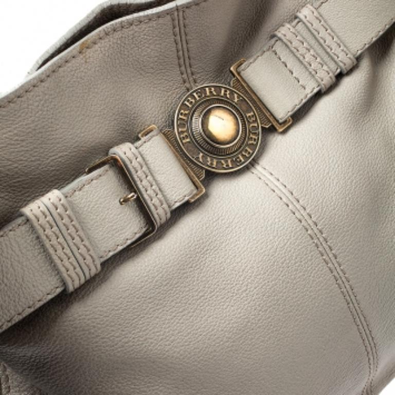 Burberry Grey Leather Lambeth Hobo en vente 5