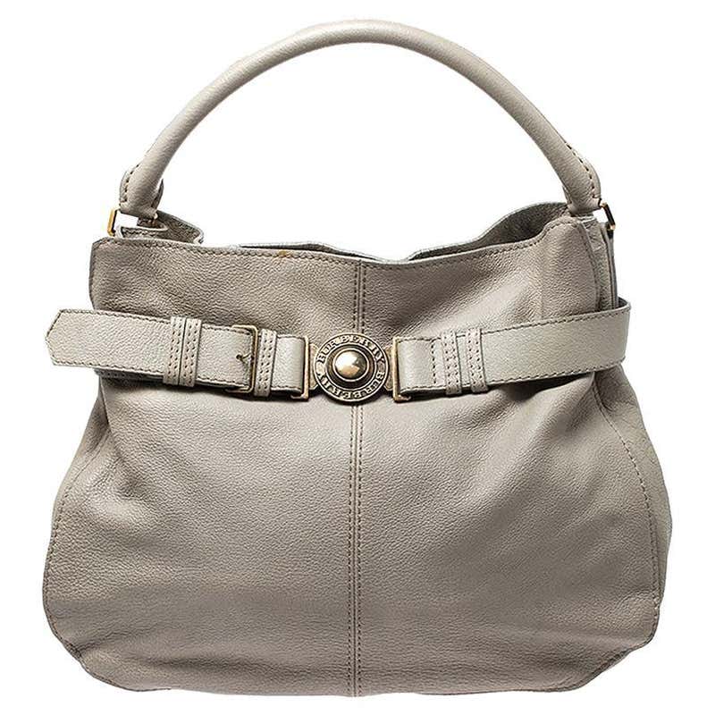 Burberry Grey Leather Lambeth Hobo For Sale at 1stDibs