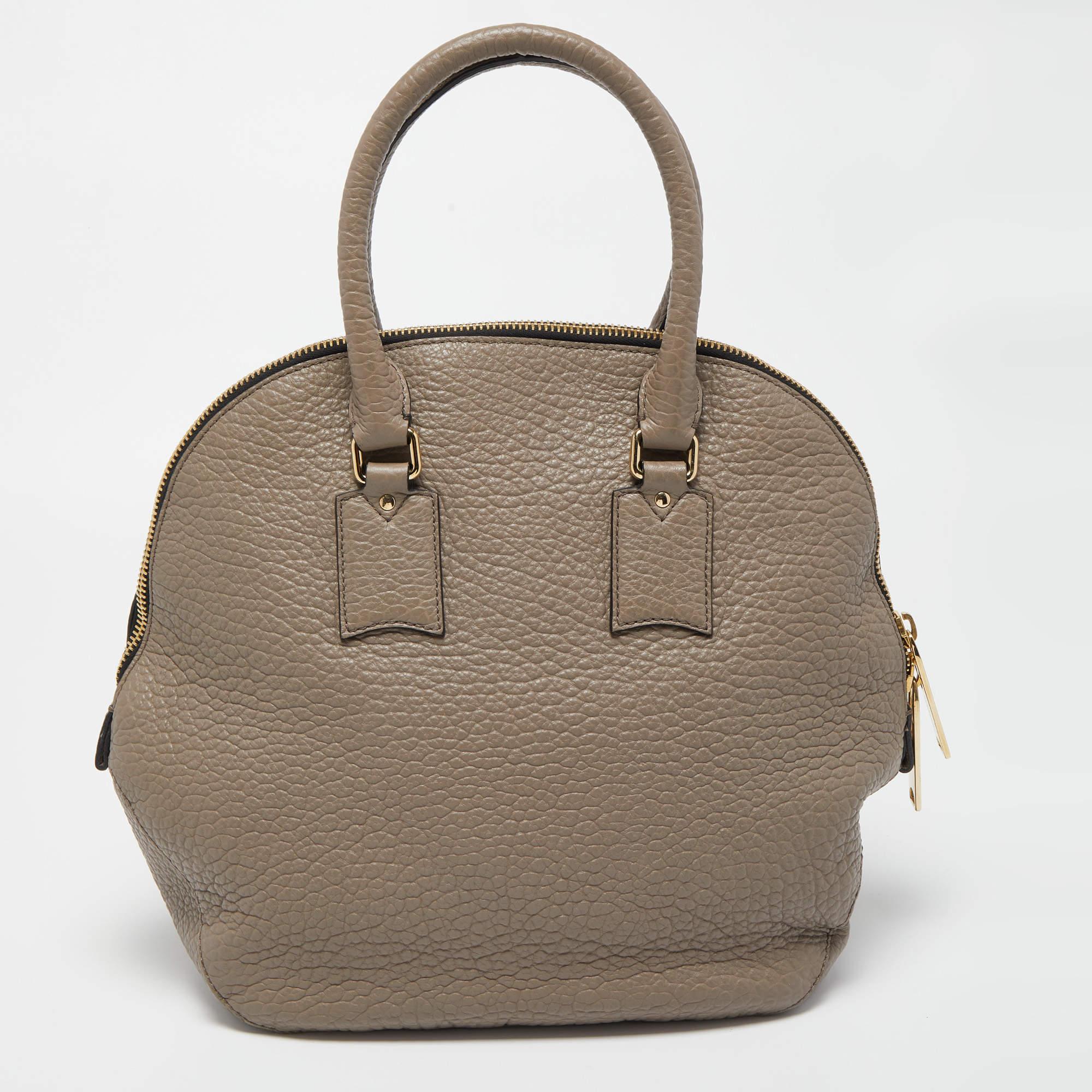 Women's Burberry Grey Leather Orchard Duffel Bag