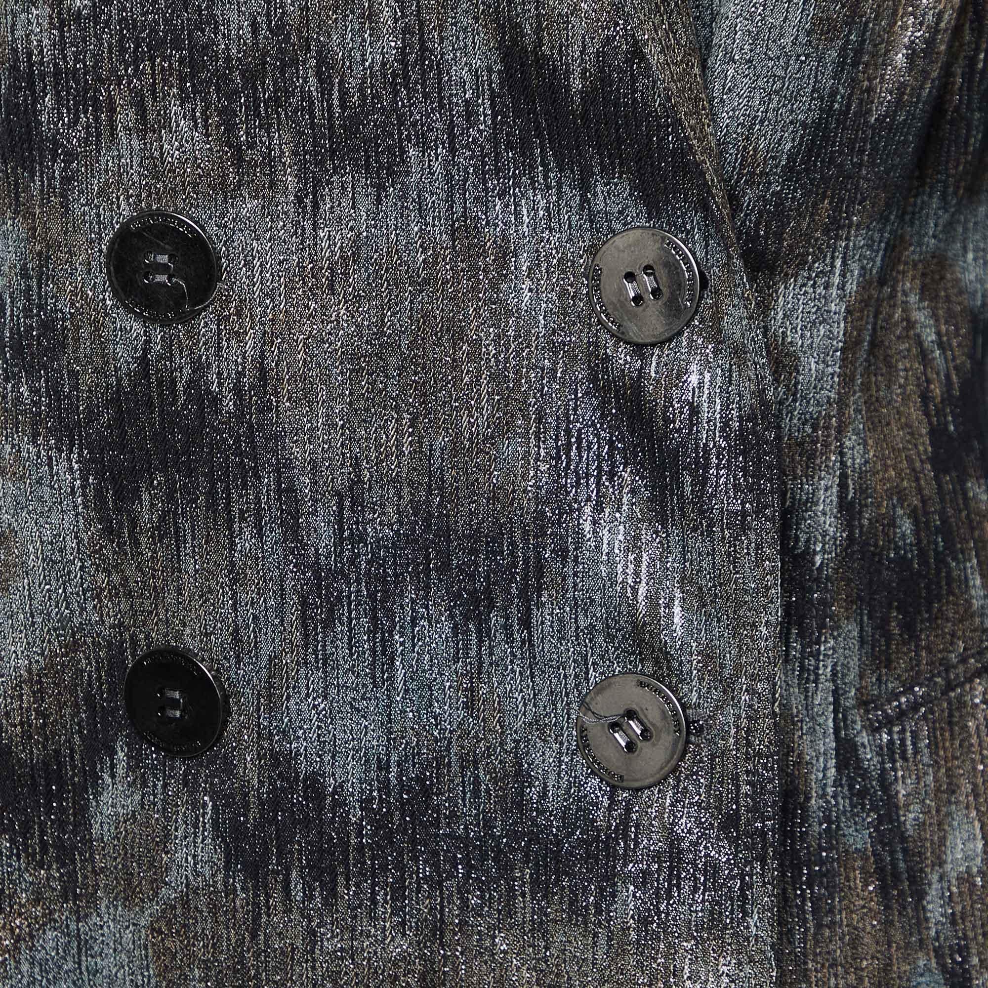 Burberry Trench-coat gris en lurex et coton mélangé avec ceinture S en vente 2