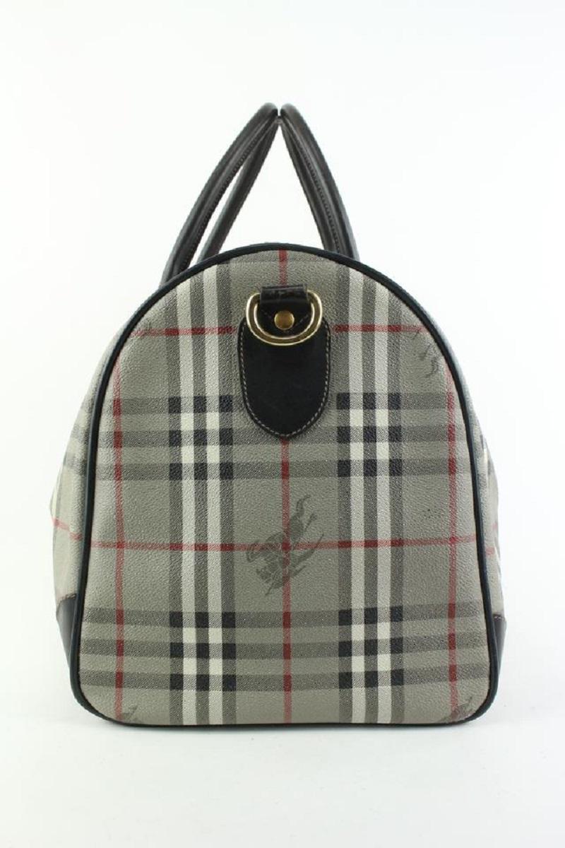 Burberry Grey Nova Check Boston Duffle Bag with Strap 518bur68 2