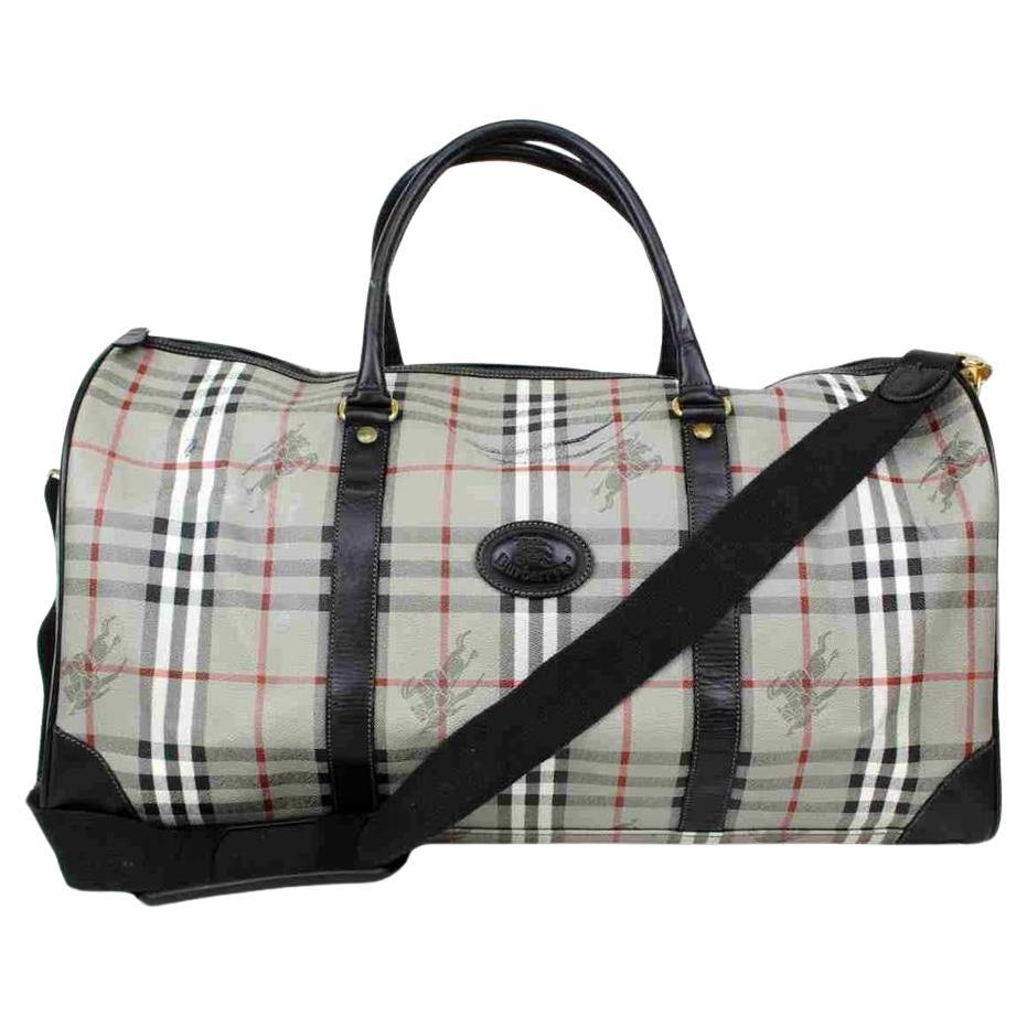 Burberry Grey Nova Check Boston Duffle Bag with Strap 518bur68