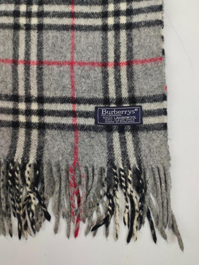 Burberry Grey Nova Check Lambs Wool Classic Scarf 863533 For Sale at 1stDibs