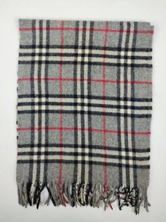 Burberry Grey Nova Check Lambs Wool Classic Scarf 863538