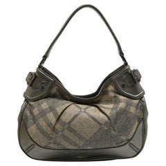 Burberry Grey Nova Check Lurex and Leather Fairby Hobo