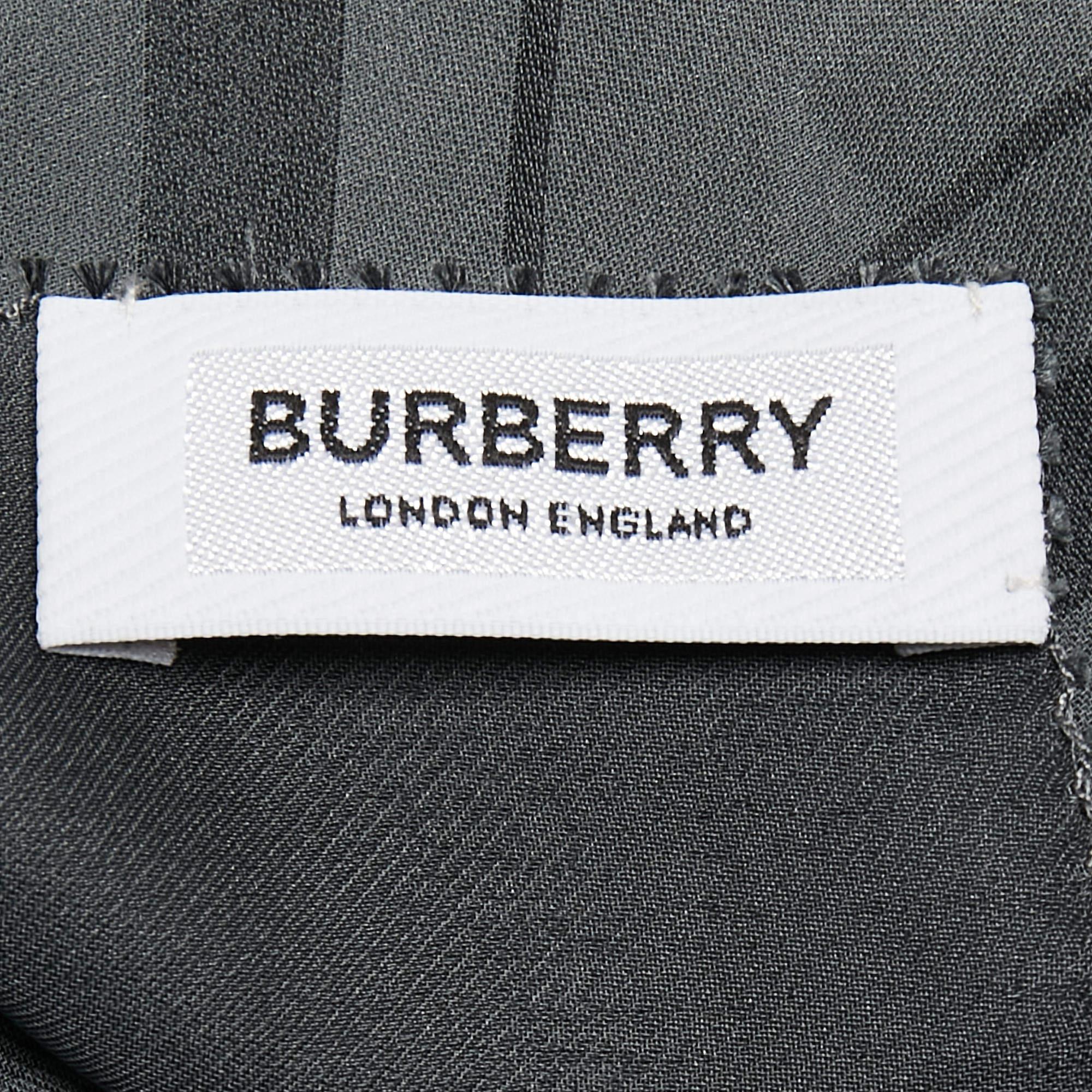Black Burberry Grey Silk Argyle Stole