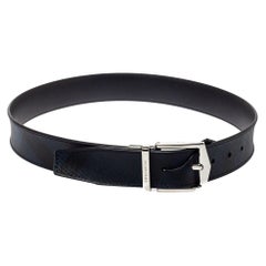 Burberry Grey Smoked Check Coated Canvas and Leather James Reversible Belt 75CM