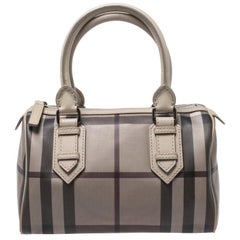 Burberry Grey Smoked Check PVC Small Chester Boston Bag