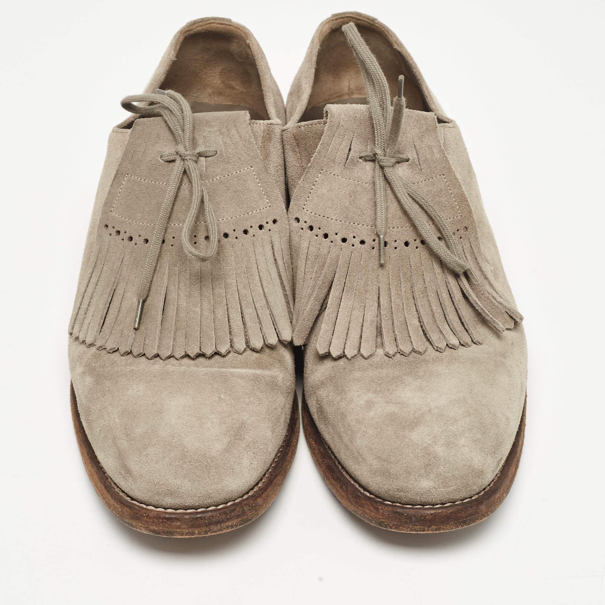 Brown Burberry Grey Suede Ampney Oxfords Size 43 For Sale
