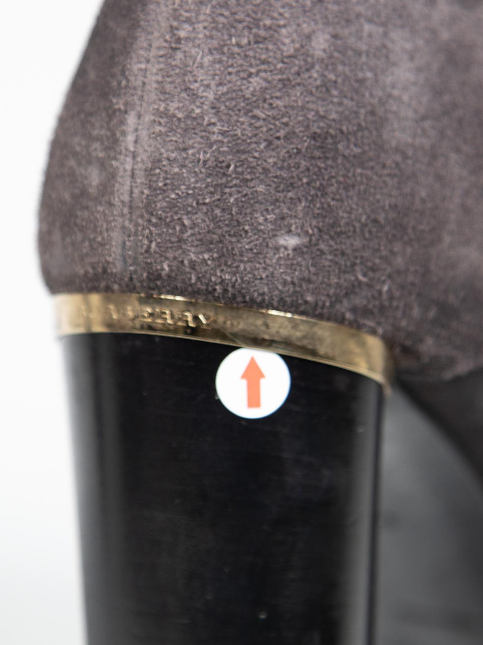 Burberry Grey Suede Buckled Ankle Boots Size IT 40 1