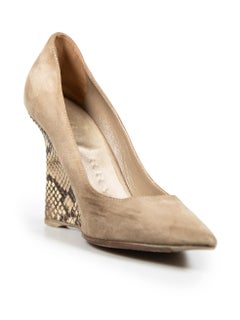 Burberry Grey Suede Snakeskin Heel Wedges Size IT 36.5