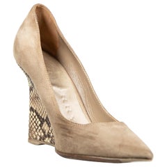 Burberry Grey Suede Snakeskin Heel Wedges Size IT 36.5