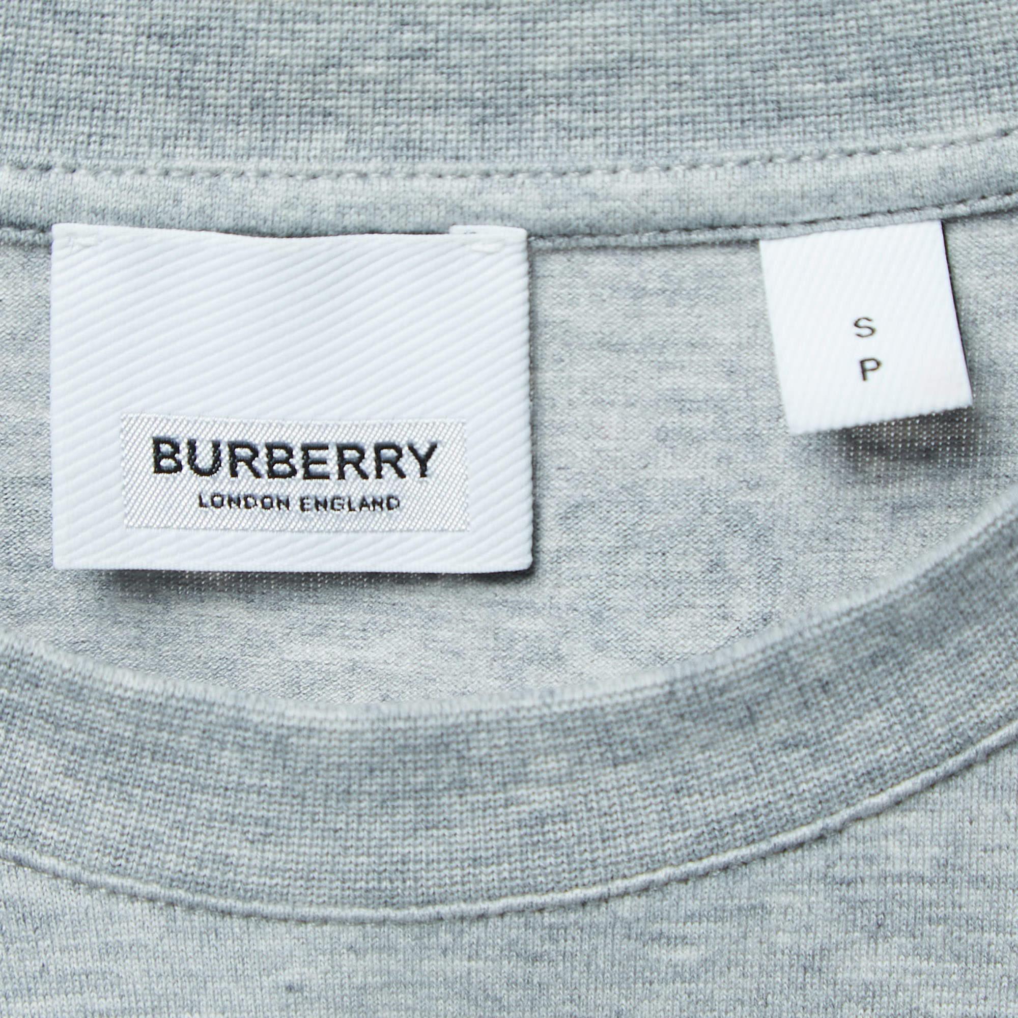 Burberry Grey Swan Printed Cotton T-Shirt S 1