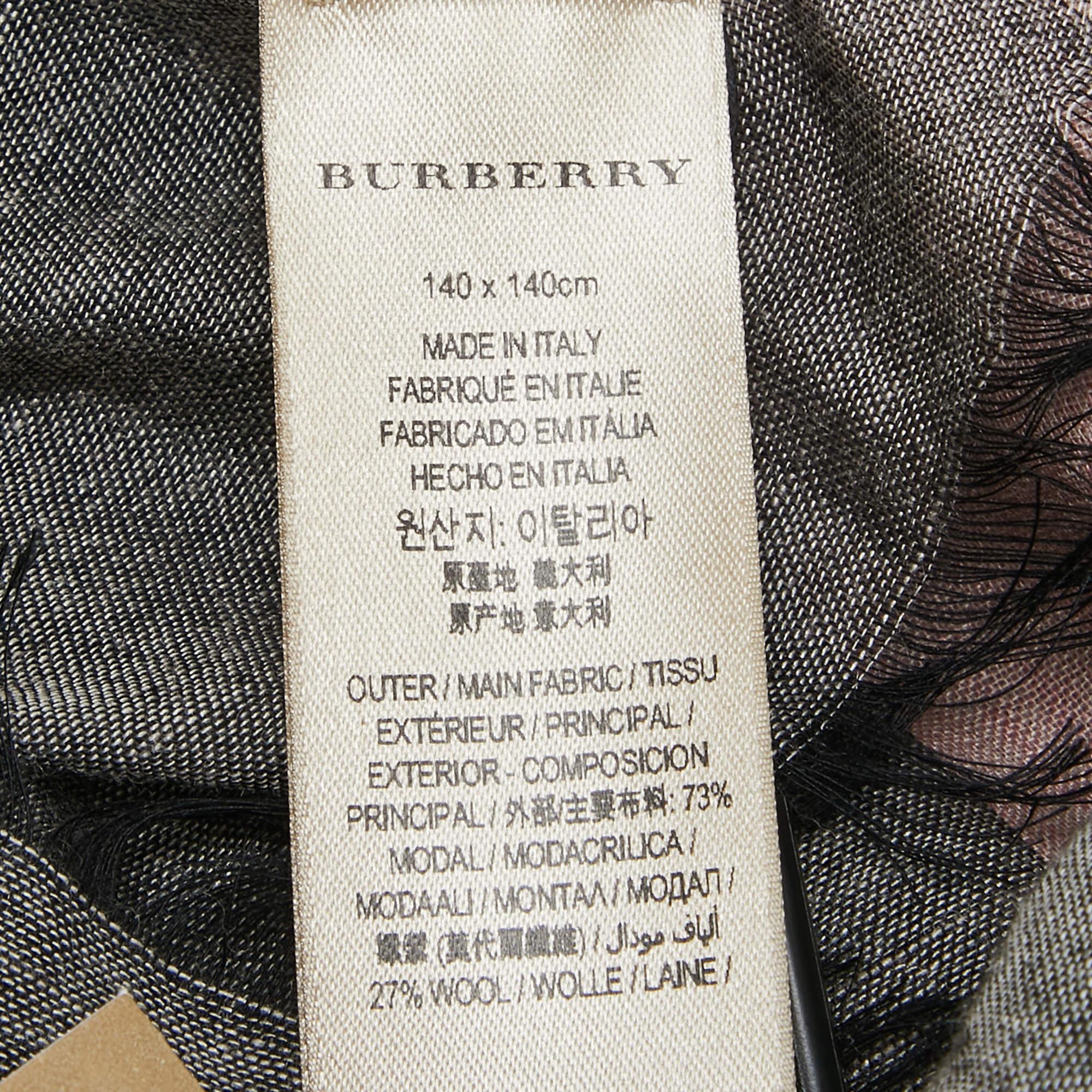Women's Burberry Grey/White Mega Checked Modal and Silk Sqaure Scarf