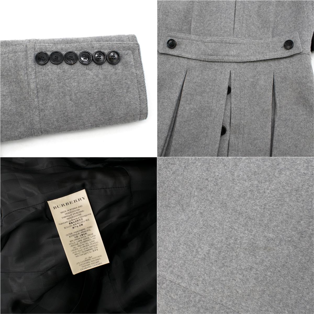 Burberry Grey Wool and Cashmere Coat with Rabbit Fur Collar US 8 2