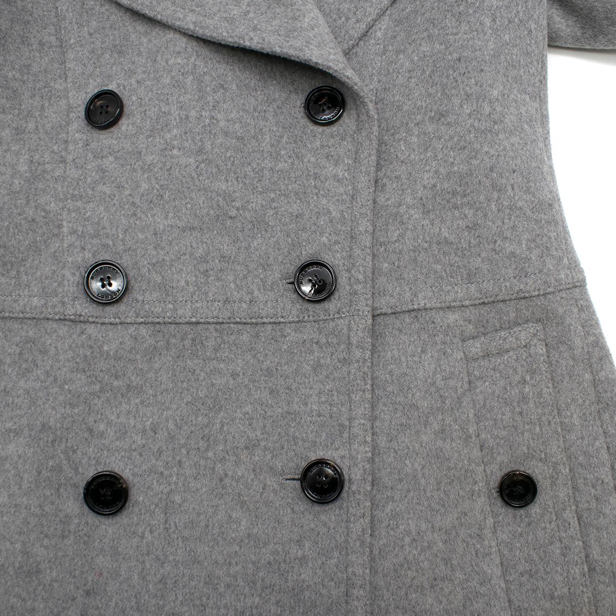 Burberry Grey Wool and Cashmere Coat with Rabbit Fur Collar US 8 1