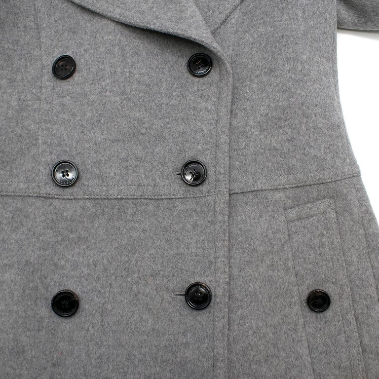 Burberry Grey Wool and Cashmere Coat with Rabbit Fur Collar US 8 at ...