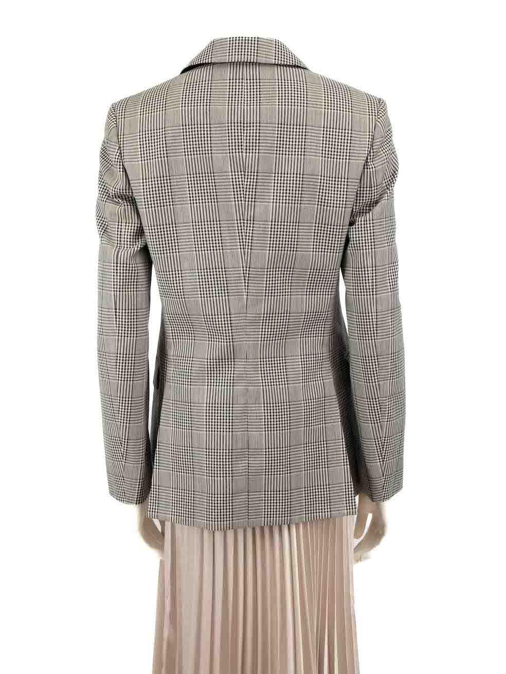 Burberry Grey Wool Check Tailored Blazer Jacket Size S In New Condition For Sale In London, GB