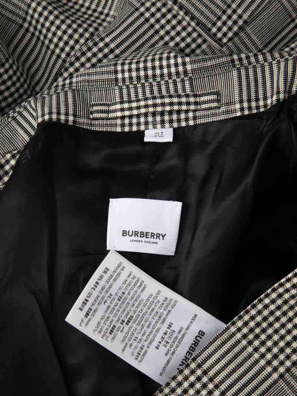 Women's Burberry Grey Wool Check Tailored Blazer Jacket Size S For Sale