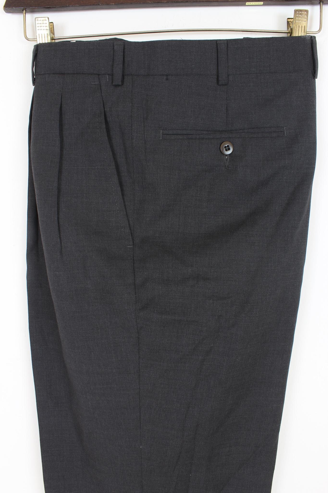 Black Burberry Grey Wool Classic Trousers Oversize 1990S For Sale