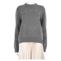 Burberry Grau Wolle Oak Leaf Crest Pullover Größe S