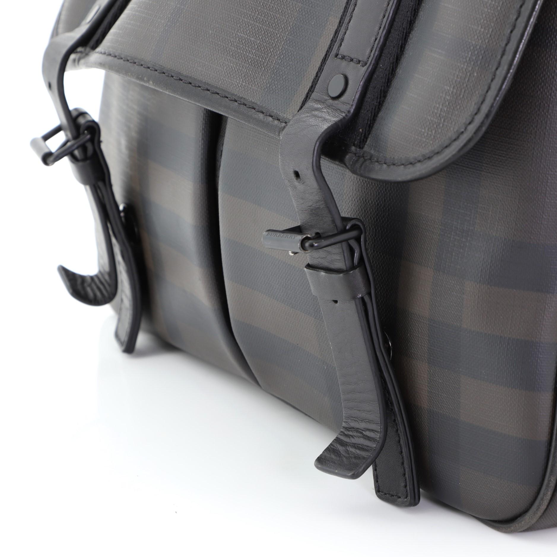 Women's or Men's Burberry Grifford Messenger Bag Smoked Check Coated Canvas Small