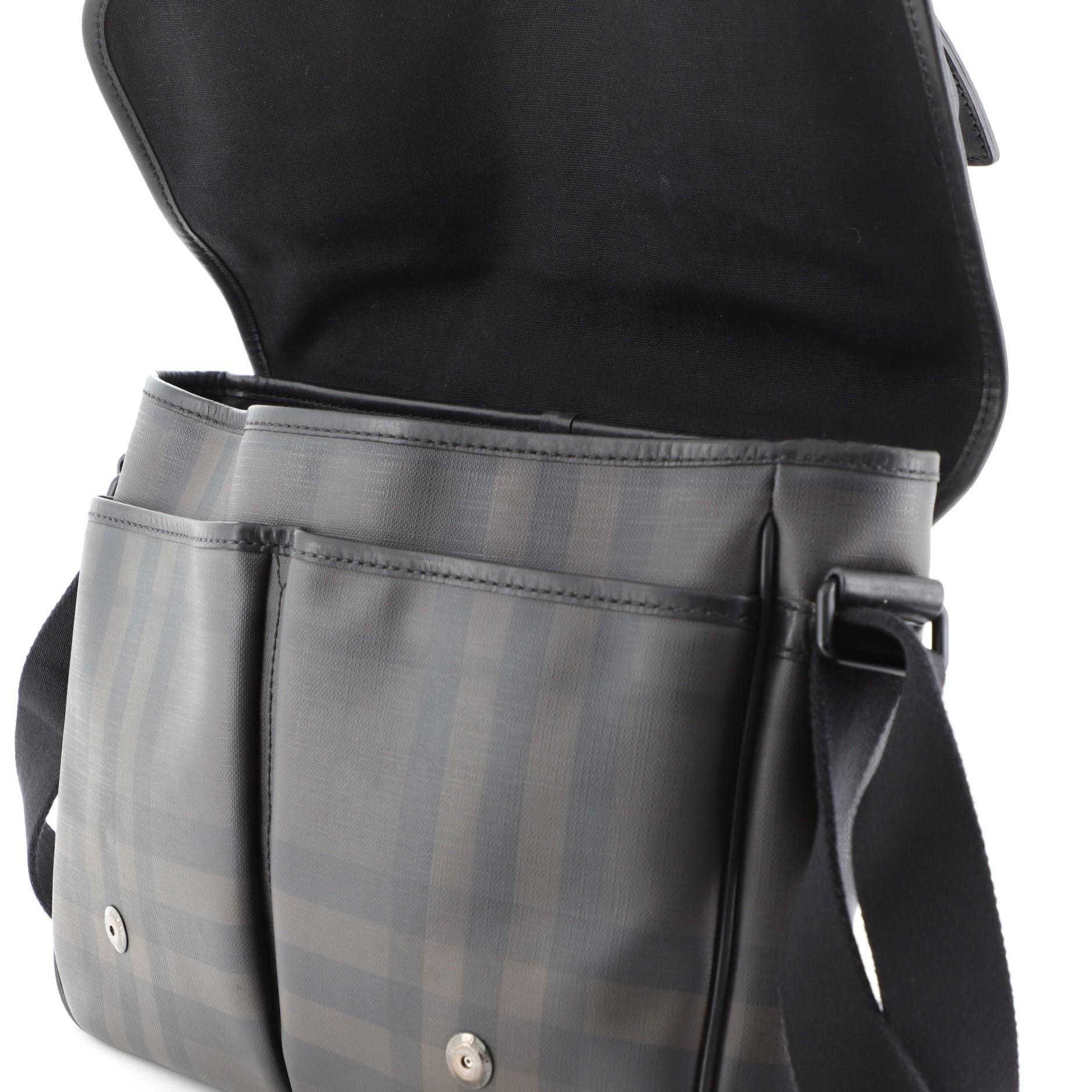 Burberry Grifford Messenger Bag Smoked Check Coated Canvas Small 1