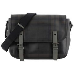 Burberry Grifford Messenger Bag Smoked Check Coated Canvas Small