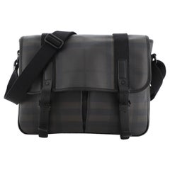 Burberry Grifford Messenger Bag Smoked Check Coated Canvas Small