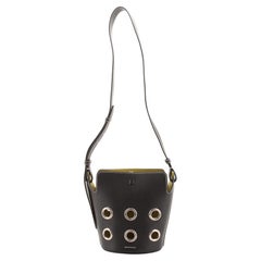 Burberry Grommet Bucket Bag Leather with House Check Nylon Mini