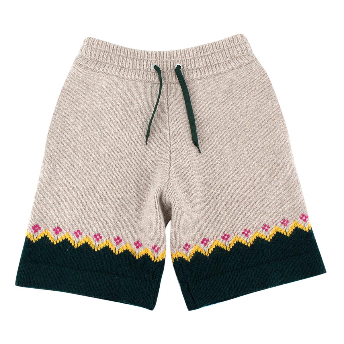 Men's Burberry Gunley Fair-Isle Grey Wool Shorts For Sale