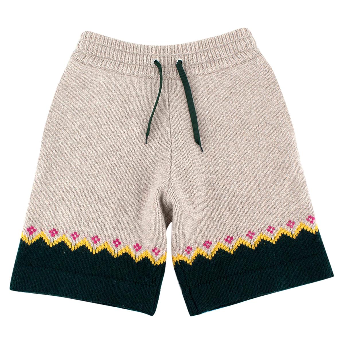 Burberry Gunley Fair-Isle Grey Wool Shorts For Sale