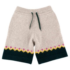 Burberry Gunley Fair-Isle Grey Wool Shorts