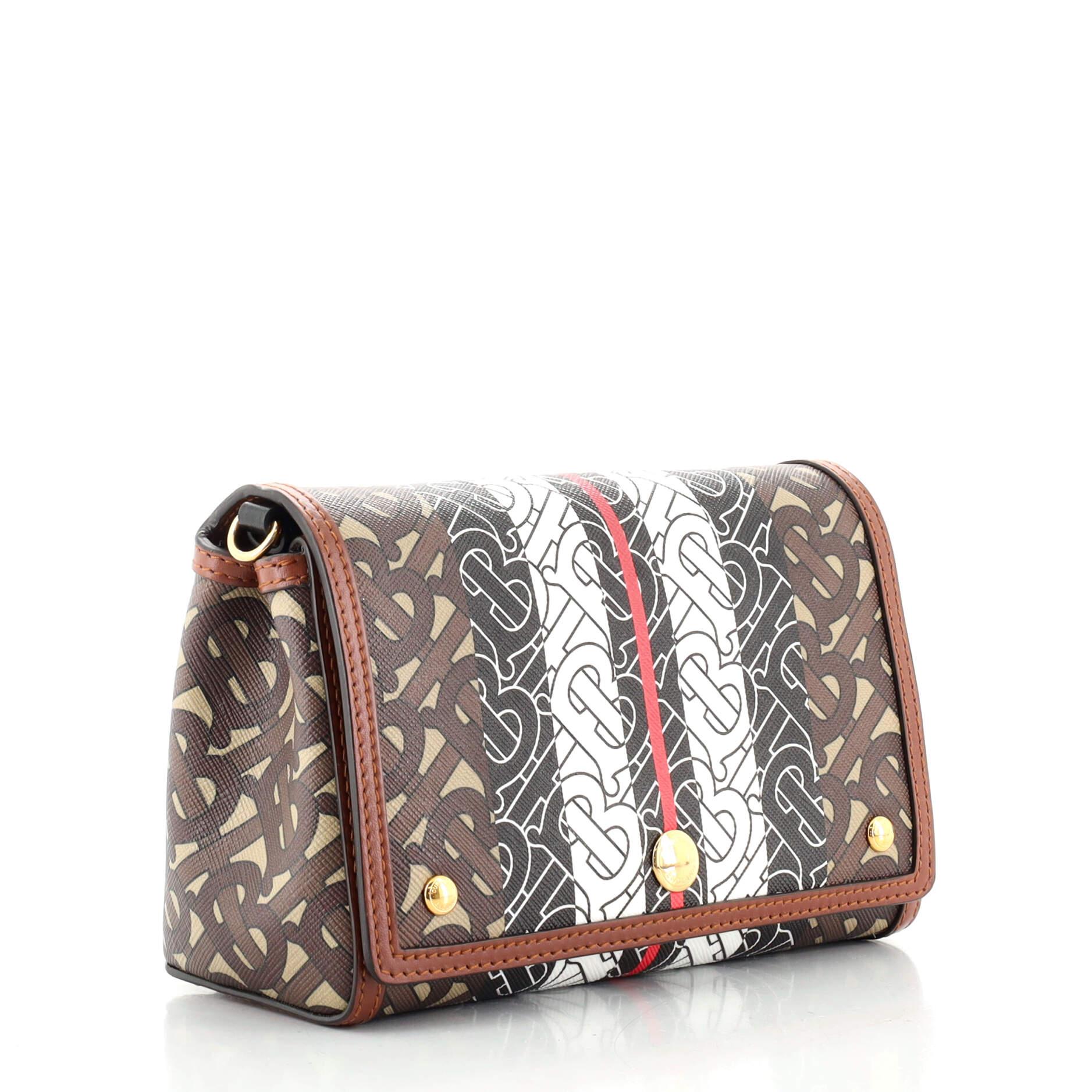 Burberry Hackberry Umhängetasche mit Monogramm aus E-Leinwand Klein (Braun)