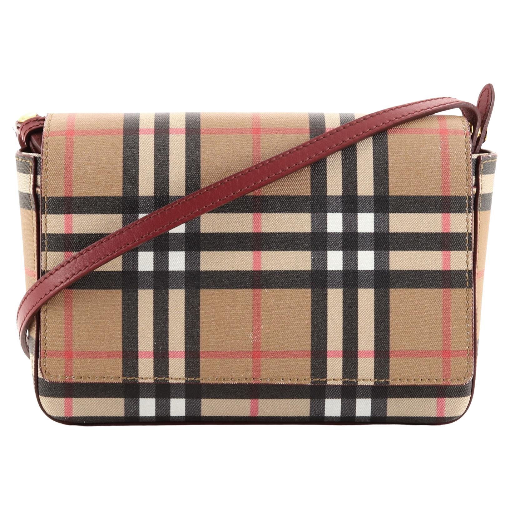 Burberry Hampshire Shoulder Bag Vintage Check Coated Canvas Small