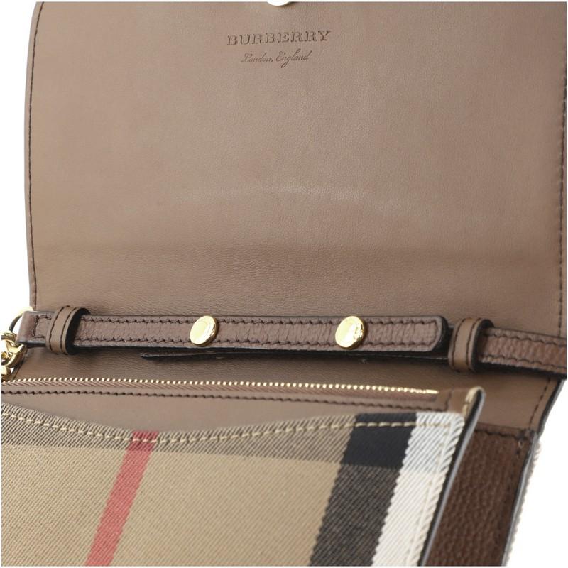 Brown Burberry Hampshire Wallet on Chain Leather and House Check Canvas