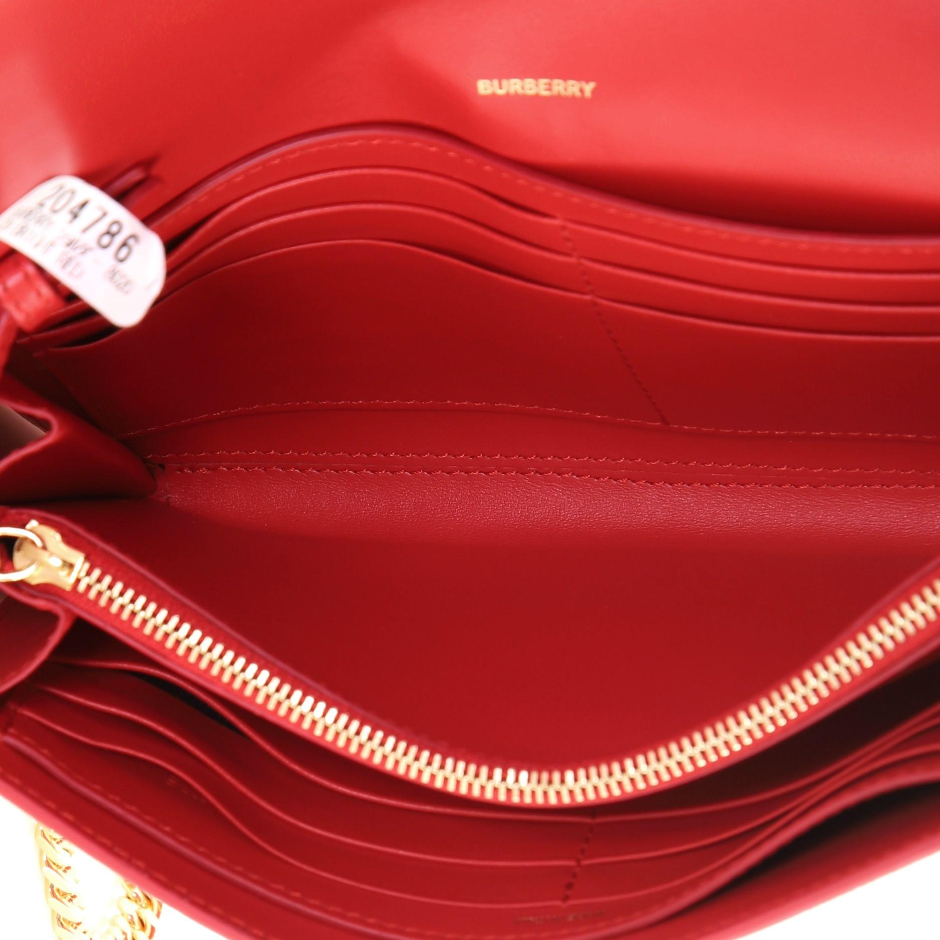 Red Burberry Hannah Wallet on Chain Leather