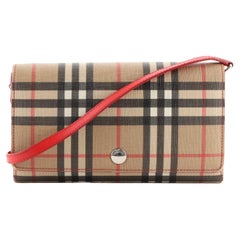Burberry Hannah Wallet on Strap Vintage Check Canvas