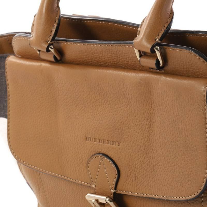 Women's Burberry Harcourt Convertible Satchel Leather and Mega Check Canvas Medium