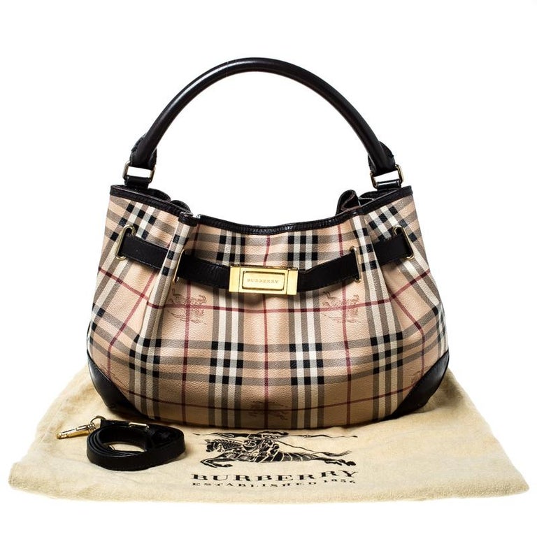 Burberry Haymarket Check Beige Canvas and Leather Medium Willenmore Hobo at  1stDibs