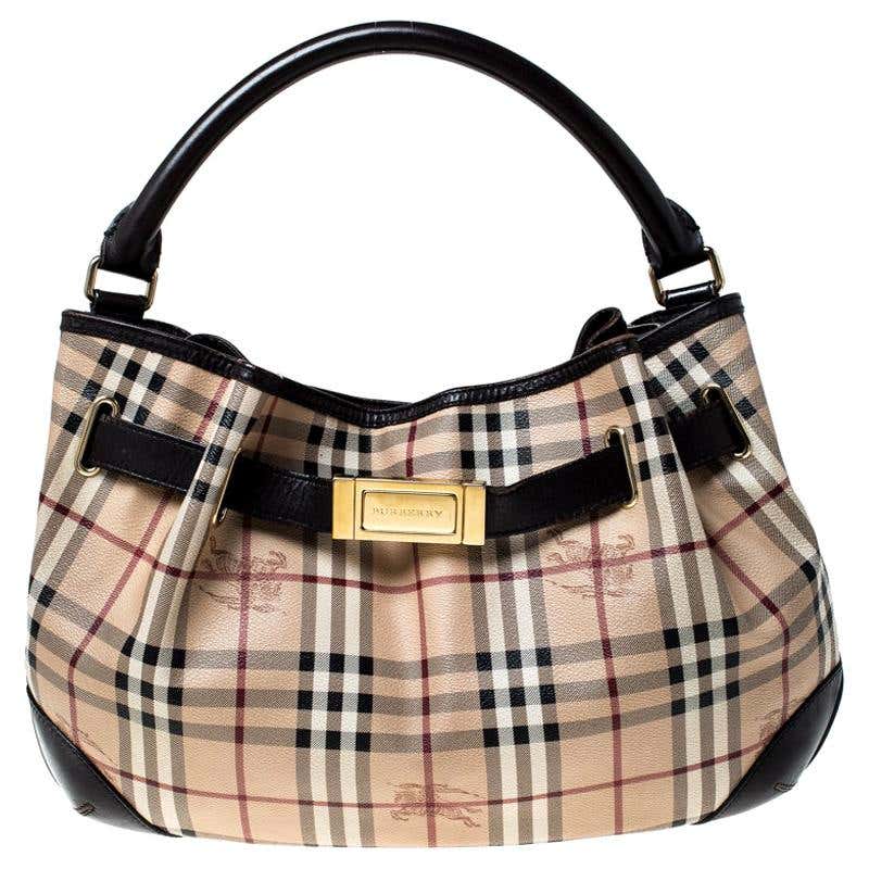 Burberry Haymarket Check Beige Canvas and Leather Medium Willenmore ...